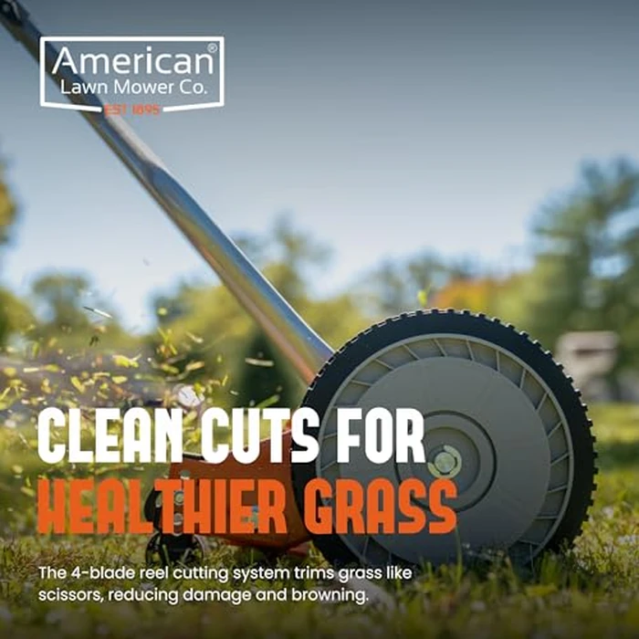 American Lawn Mower Company 1204-14 14-Inch 4-Blade Push Reel Lawn Mower, Red by American Lawn Mower Company - Used - Very Good condition - US$81.89