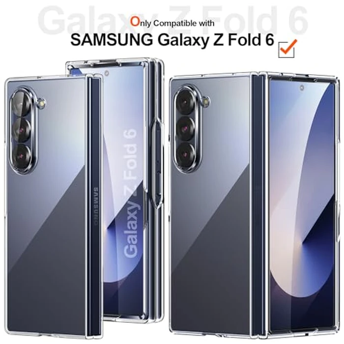 Foluu Clear Case for Samsung Galaxy Z Fold 6 with Front Built-in Screen Protector - Scratch Resistant Hard PC Back Bumper Protective Shockproof Cover for Samsung Galaxy Z Fold6 5G 2024 by Foluu - Image 2