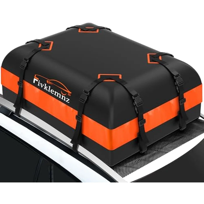 FIVKLEMNZ Car Rooftop Cargo Carrier Roof Bag Waterproof for All Top of Vehicle with/Without Rack Includes Topper Anti-Slip Mat + Reinforced Straps + 6 Door Hooks + Luggage Lock by FIVKLEMNZ - Used - Very Good condition - US$51.91