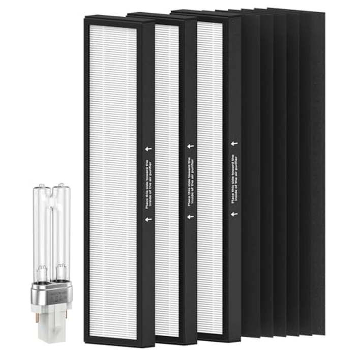 3 Pack 182550 Replacement Filter for Bionair BAP536UV-U & Holmes HAP537UV, 3x H13 HEPA + 6x Carbon Pre-Filters + UVB950 Bulb by FMDZFL - Image 1