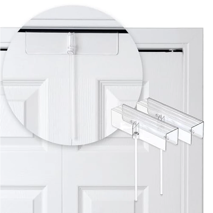 (2- Pack) - Safety Innovations Bi-fold Door Lock - Closet Protection Child and Pet Proof Bi-fold Door Lock - Tool-Free Installation - Unbreakable Clear Polycarbonate - for 1 3/8" Thick Wood Doors by Safety Innovations - Used - Very Good condition