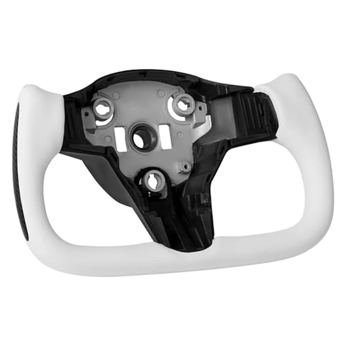 VEVOR Steering Wheel for 2016-2023 Tesla Model 3, Carbon Fiber Steering Wheel D-Shaped Flat-Bottom with Heating Function, Leather Grip with Non-Slip Texture, Accessories Replacement for Model 3, White by VEVOR - Image 3