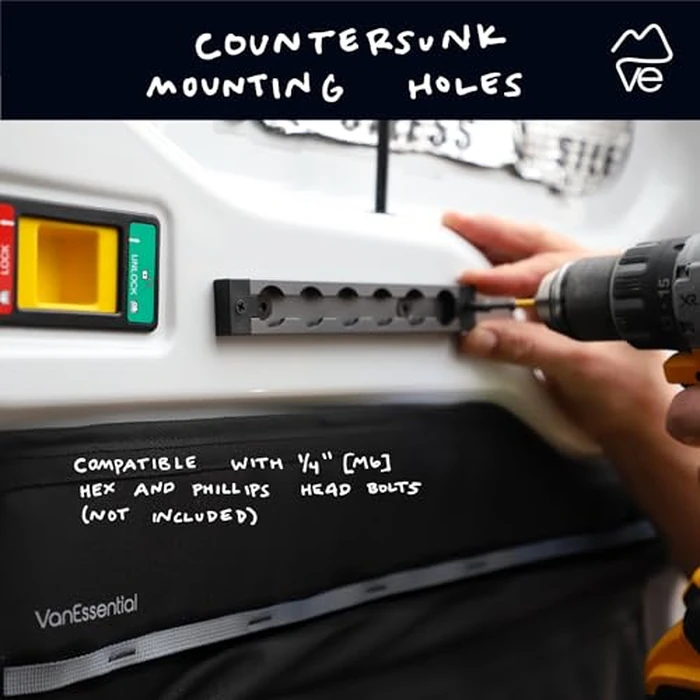 VanEssential 48" Venture Track T-6 Aluminium L-Track Black Anodized (Rectangle Profile) - 2 Pack by VanEssential - Image 4