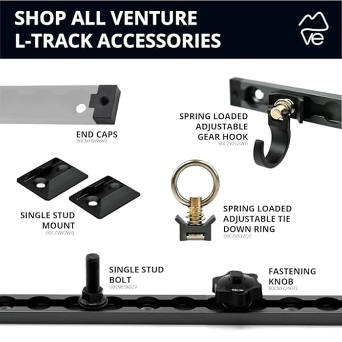 VanEssential 48" Venture Track T-6 Aluminium L-Track Black Anodized (Rectangle Profile) - 2 Pack by VanEssential - Image 6