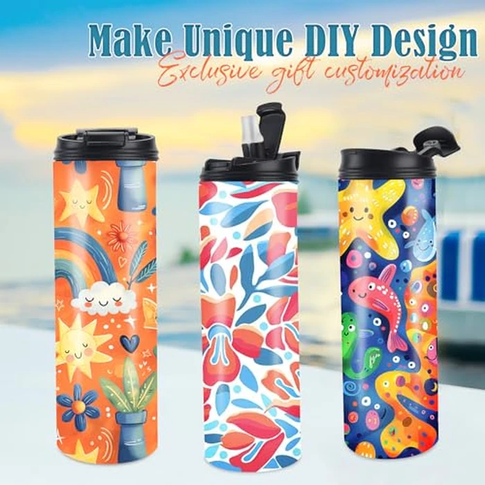 Joyclub 8 Pack Sublimation Water Bottle Blanks Dual Opening 20 oz Sublimation Tumblers with Leakproof Lid and Straw Insulated Stainless Steel Sports Cups by Joyclub - Image 5