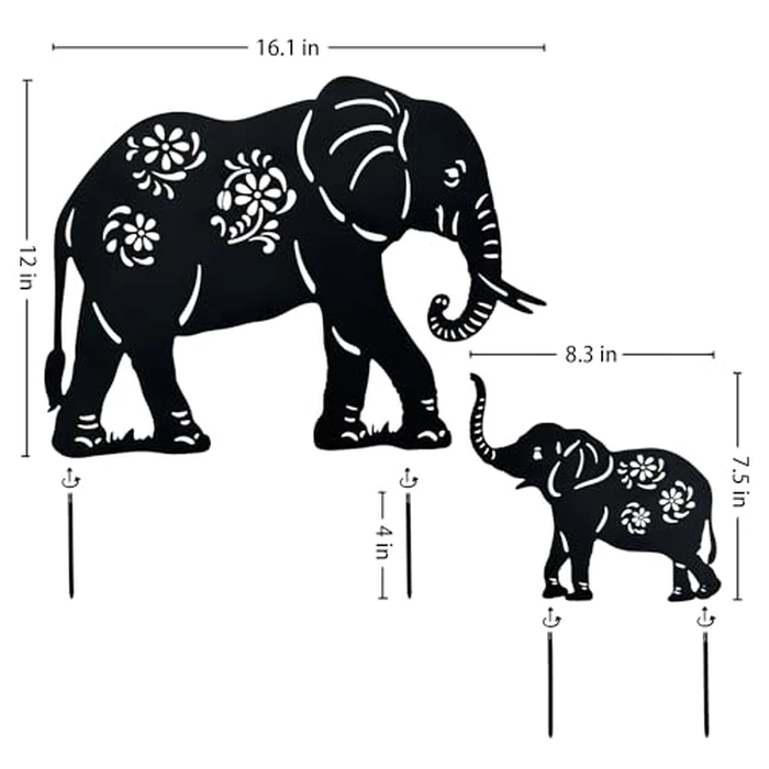 TIGGSY Elephant Metal Decorative Garden Stakes Elephant Gifts for Women/Men Elephant Lovers Gifts Silhouette Statues for Yard Art, Outside, Patio, Outdoor Decor, Garden Decorations, Lawn Ornament by TIGGSY - Image 3