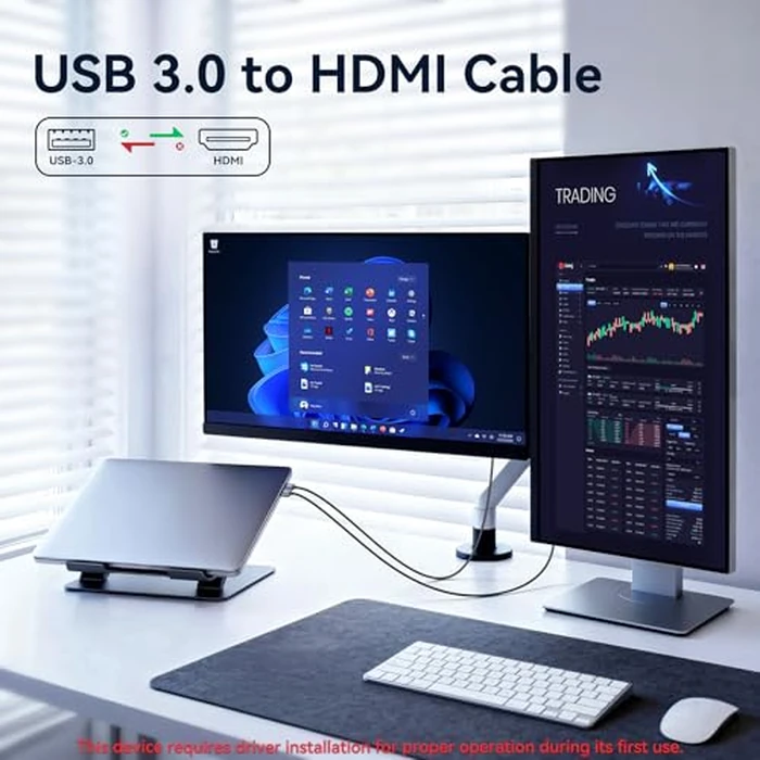 biaze USB 3.0 to HDMI Cable 5Ft, 1080P@60Hz 5Gbps USB to HDMI Adpter High Speed for Connecting Laptop/PC/PS5/Xbox/Switch to TV/Monitor/Projector, Screen Mirroring and Display Extension by biaze - Image 2