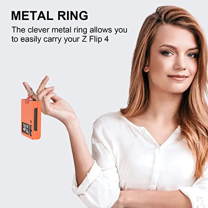 DAKORIE for Samsung Galaxy Z Flip 4 Case with Ring Shockproof Protective Cover Flip Z 4 Phone Case for Galaxy Z Flip 4 5G 2022 - Orange by DAKORIE - Image 4