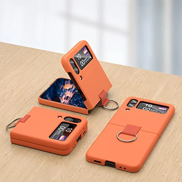 DAKORIE for Samsung Galaxy Z Flip 4 Case with Ring Shockproof Protective Cover Flip Z 4 Phone Case for Galaxy Z Flip 4 5G 2022 - Orange by DAKORIE - Image 5
