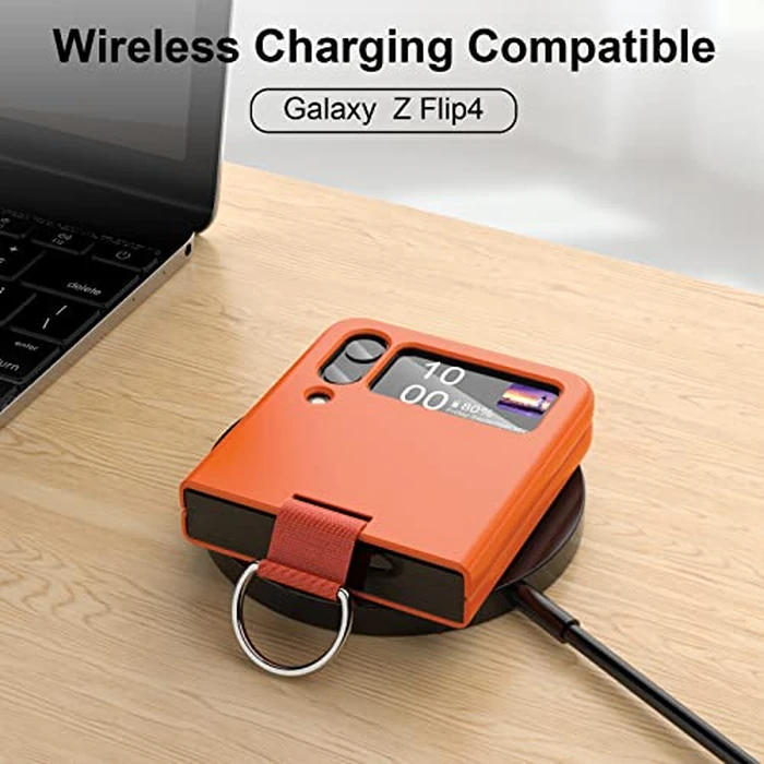 DAKORIE for Samsung Galaxy Z Flip 4 Case with Ring Shockproof Protective Cover Flip Z 4 Phone Case for Galaxy Z Flip 4 5G 2022 - Orange by DAKORIE - Image 6