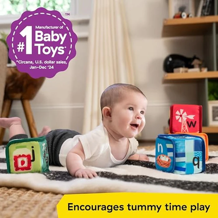 Baby Einstein Alpha Stacks Baby Learning Blocks, Soft, Multisensory Stacking Toys with Letters A-Z, Animals, Colors & Textures, Set of 4, Ages 3 Months+ by Baby Einstein - Image 3