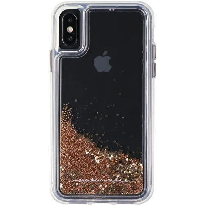 Case-Mate Waterfall Liquid Glitter Case for iPhone X l iPhone Xs - Waterfall Liquid Glitter (Clear/Gold) by Case-Mate - Image 1