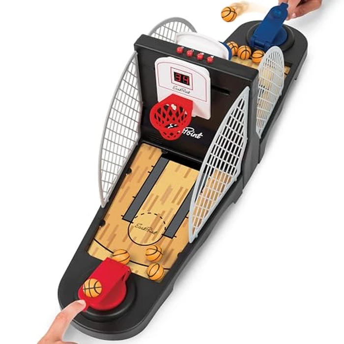 EastPoint Tabletop Movin Hoops Arcade Basketball Hoop - Black & Red, 2-Player - LED Scoreboard for Indoor Basketball Game - Spring-Loaded Launchers for Kids Toys - Durable Plastic Build for Boys Toys by EastPoint Sports - Image 5