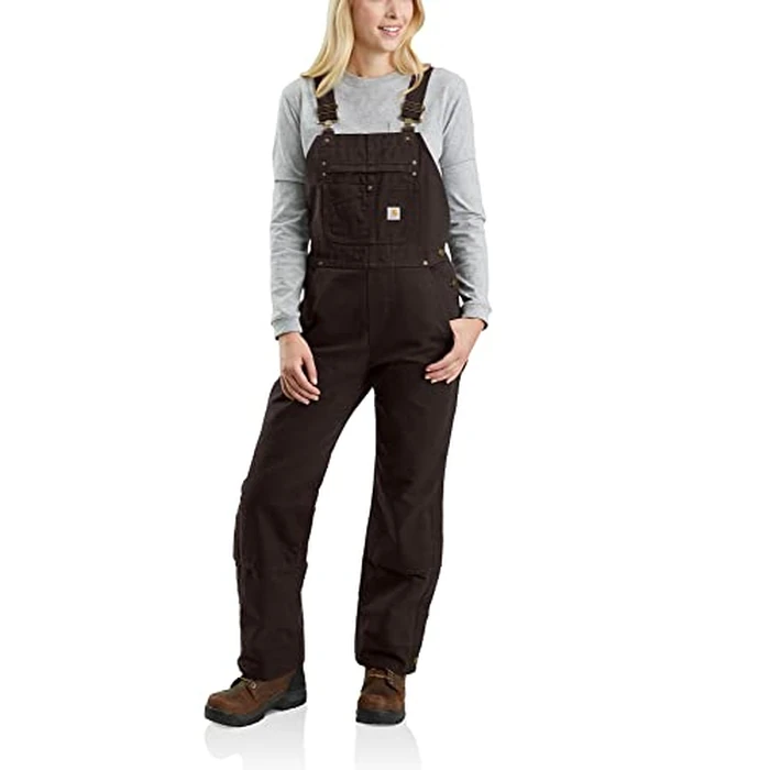 Carhartt Women's Washed Duck Insulated Bib Overall, Dark Brown, Medium Short by Carhartt - Used - Very Good condition - US$112.92