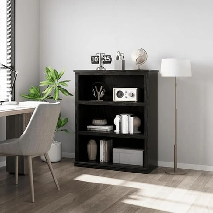 IDEALHOUSE 3 Tier Bookcase, 40" Tall Bookcase, Freestanding Farmhouse Book Shelf with Storage Open Display Shelves, Wooden 3 Shelf Bookcase for Living Room, Home Office, Black by IDEALHOUSE - Image 4