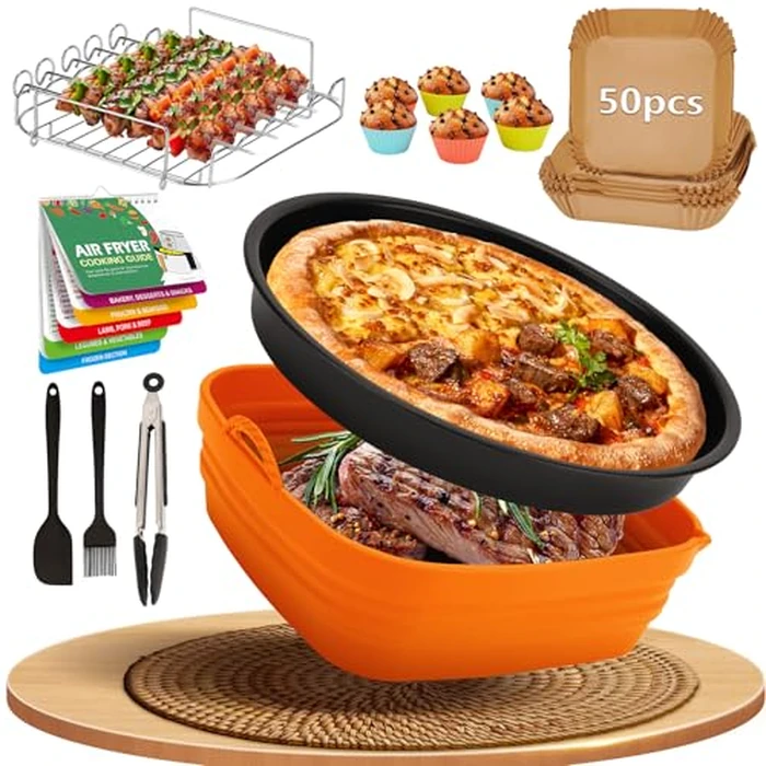 14pcs Air Fryer Accessories Set, Deep Fryer Accessories for Instant Pot Vortex Plus 6QT XL, Silicone Air Fryer Liners 5.8-8QT COSORI NINJA CHEFAN Cuisinart with Pizza Pan, Baking Cups, Dishwasher Safe by K KERNOWO - Used - Like New condition - US$14.25