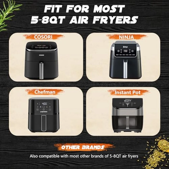 14pcs Air Fryer Accessories Set, Deep Fryer Accessories for Instant Pot Vortex Plus 6QT XL, Silicone Air Fryer Liners 5.8-8QT COSORI NINJA CHEFAN Cuisinart with Pizza Pan, Baking Cups, Dishwasher Safe by K KERNOWO - Image 2