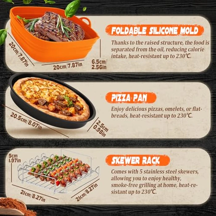 14pcs Air Fryer Accessories Set, Deep Fryer Accessories for Instant Pot Vortex Plus 6QT XL, Silicone Air Fryer Liners 5.8-8QT COSORI NINJA CHEFAN Cuisinart with Pizza Pan, Baking Cups, Dishwasher Safe by K KERNOWO - Image 3