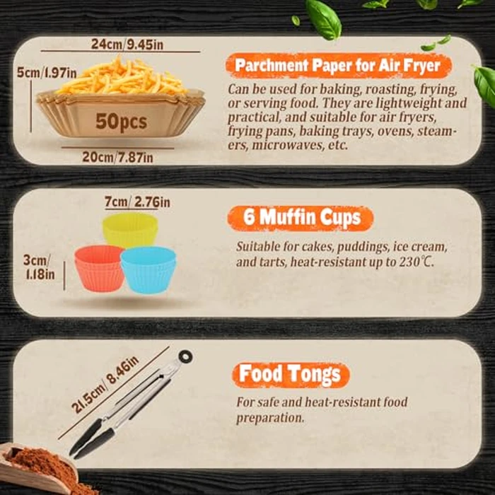 14pcs Air Fryer Accessories Set, Deep Fryer Accessories for Instant Pot Vortex Plus 6QT XL, Silicone Air Fryer Liners 5.8-8QT COSORI NINJA CHEFAN Cuisinart with Pizza Pan, Baking Cups, Dishwasher Safe by K KERNOWO - Image 4