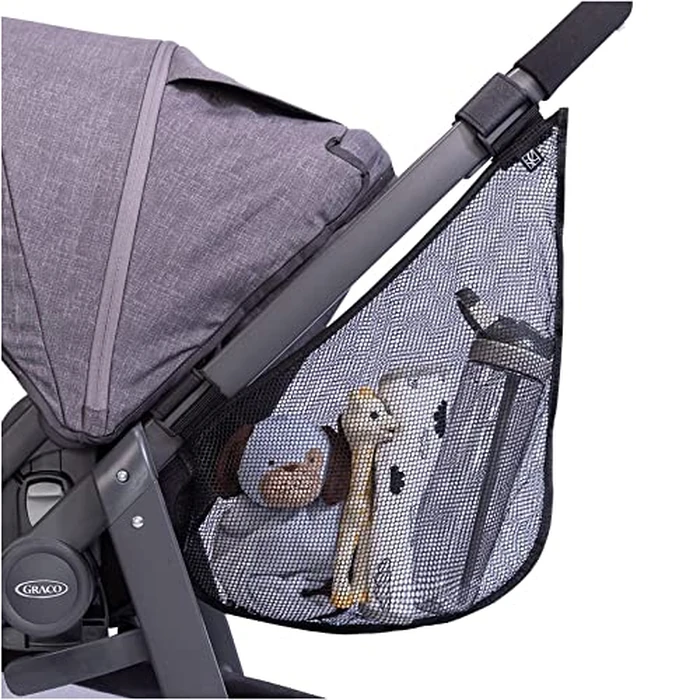 J.L. Childress Side Sling Cargo Net - Stroller Organizer Attachment for Storage, Mesh Bag for Baby Accessories, Universal Fit, Non-Slip and Adjustable Straps - Black by J.L. Childress - Image 1