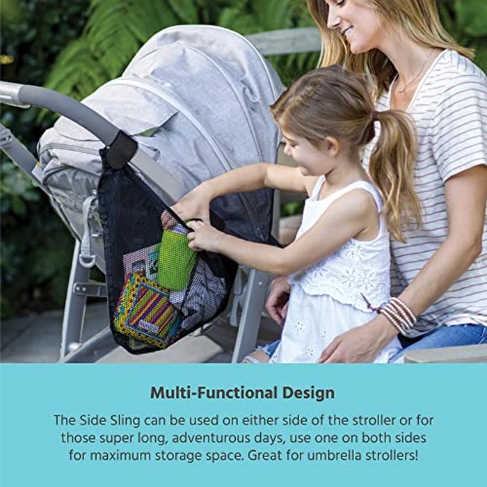 J.L. Childress Side Sling Cargo Net - Stroller Organizer Attachment for Storage, Mesh Bag for Baby Accessories, Universal Fit, Non-Slip and Adjustable Straps - Black by J.L. Childress - Image 3