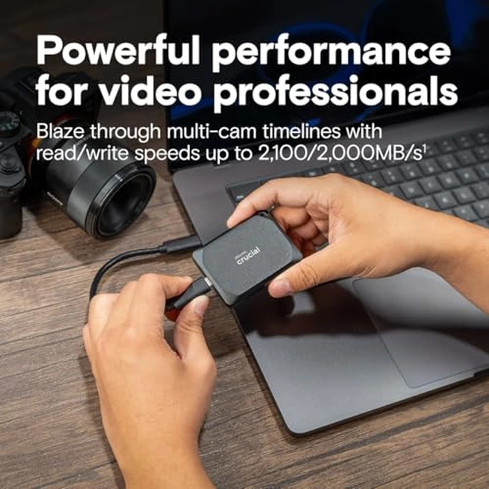 Crucial X10 Pro 1TB Portable SSD, Up to 2100MB/s Read, 2000MB/s Write, 3.2 USB-C, External Solid State Drive, Durable Storage for PC & Mac, for Professional Creators, Black - CT1000X10PROSSD902 by Crucial - Image 2