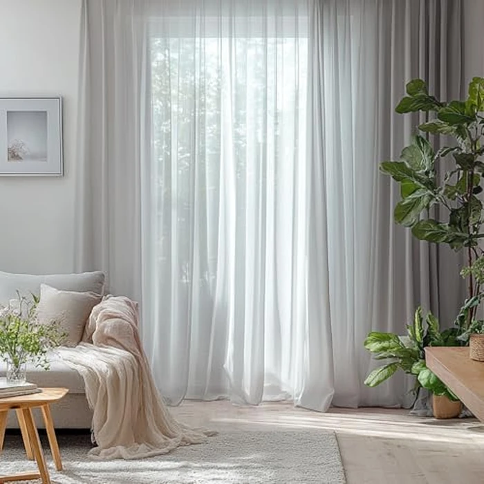 Dreaming Casa Solid Sheer Curtains 108 Inches Long Grey Rod Pocket Voile Draperies for Bedroom Living Room, 2 Panels, Each 52" W x 108" L by Dreaming Casa - Image 7