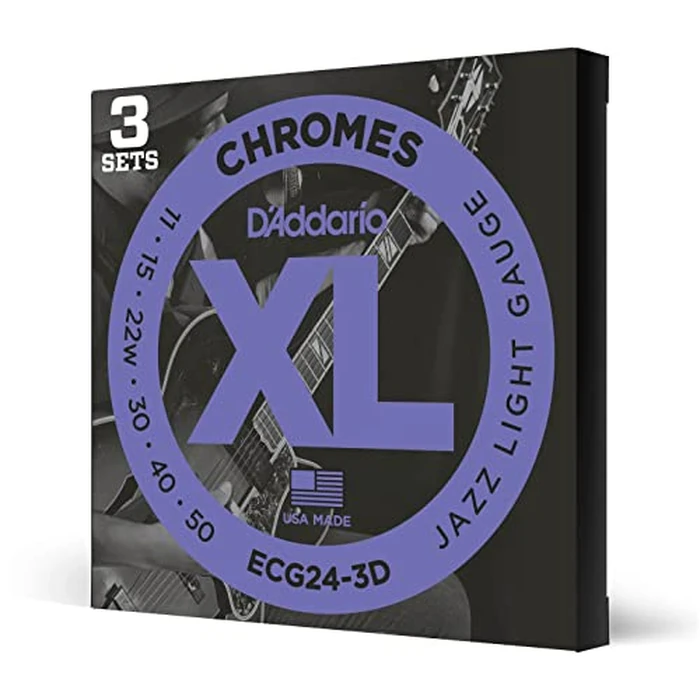 D'Addario Guitar Strings - XL Chromes Electric Guitar Strings - Flat Wound - Polished for Ultra-Smooth Feel and Warm, Mellow Tone - ECG24-3D - Jazz Light, 11-50, 3-Pack by D'Addario - Used - Very Good condition