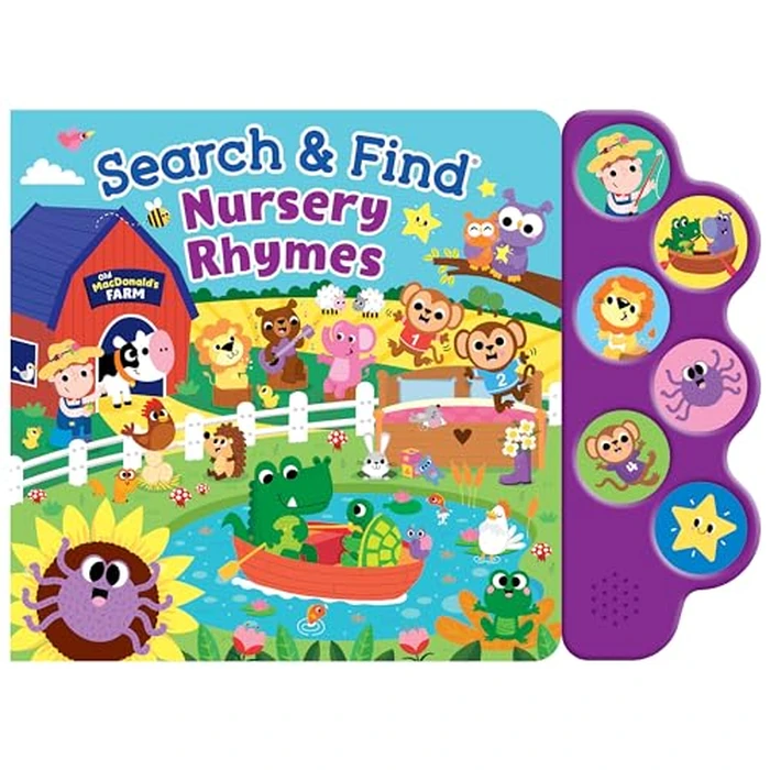 Search & Find Nursery Rhymes - Interactive Sound Book with 6 Buttons | Toddler Musical Board Book | Classic Songs & Hidden Picture Fun | Early Learning Seek and Find Activity Book for Boys & Girls by Kidsbooks - Used - Good condition - US$6.18