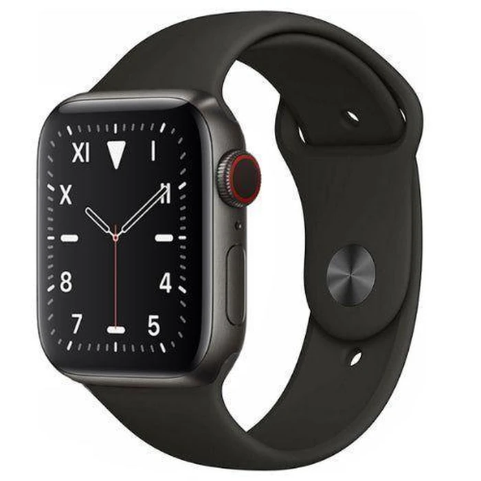 Apple Watch Series 5 (Cellular + GPS) - 32GB - 40mm - Space Black Titanium Case with Black Rubber Sport Band by Apple - Refurbished - Excellent condition - US$125.48