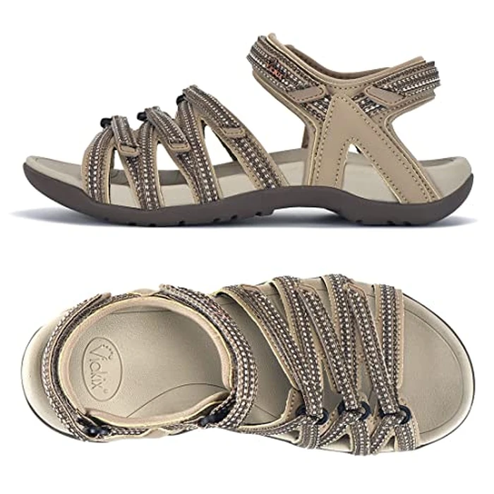 Viakix Womens Sport Sandal - Comfortable Athletic Stylish Hiking Shoes, with Arch Support, Outdoors, Walking, Water, River, Trekking, Sandstone 8 by Viakix - Used - Like New condition - US$56.99