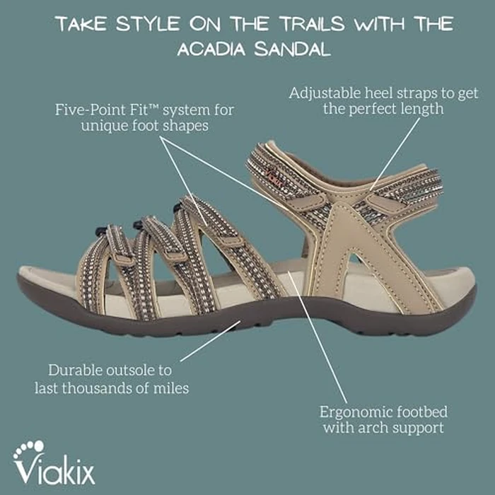 Viakix Womens Sport Sandal - Comfortable Athletic Stylish Hiking Shoes, with Arch Support, Outdoors, Walking, Water, River, Trekking, Sandstone 8 by Viakix - Image 5