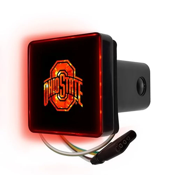 FANMATS Ohio State University Light Up Hitch Cover | Black | Fits All 2 in. Class III hitches | O with Wordmark Primary Logo by FANMATS - Image 1