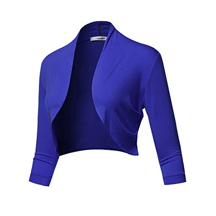 Women's Open Front Knit Blazer - Stretchy Soft Cardigan Jacket for Business Casual Office, Slim Fit Lightweight Work Blazer Royal S by SSOULM - Image 2