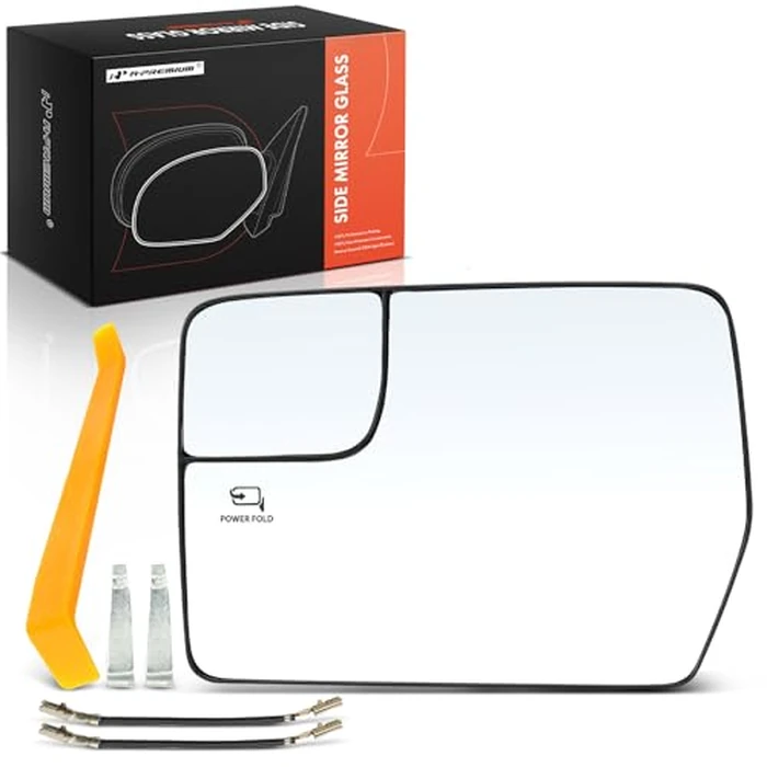 A-Premium Left Driver Side Heated Mirror Glass Replacement Compatible with Ford F-150 F150 2011 2012 2013 2014 - Exterior Side View Mirror Glass with Blind Spot, Rear Holder Replace # BL3Z-17K707-E by A-premium - Image 1