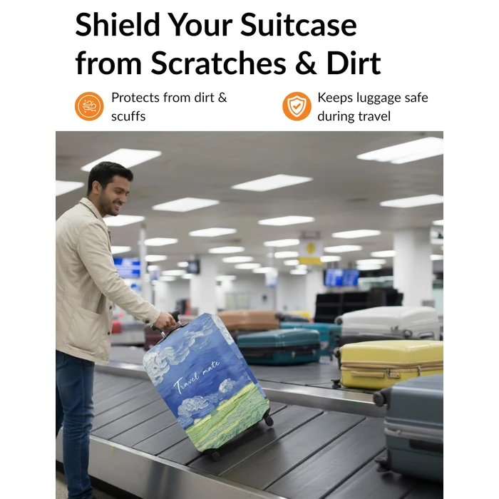 Impressionist Sky Luggage Cover for Suitcase Size S 19-21 Inch, Premium Stretch Spandex Protector, Washable Waterproof Scratch Resistant Travel Suitcase Sleeve with Bottom Zipper by Boxiki Travel - Image 2