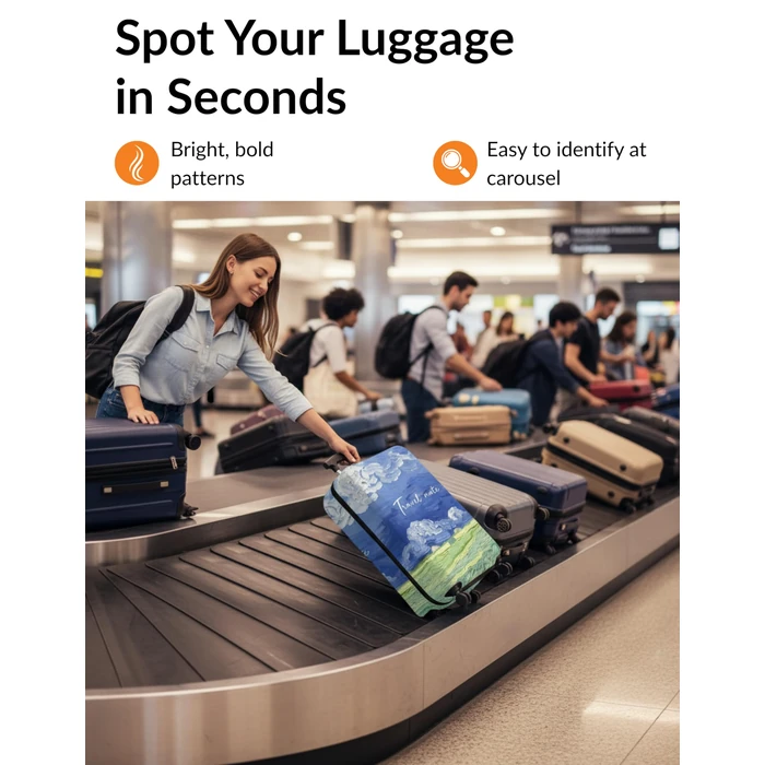 Impressionist Sky Luggage Cover for Suitcase Size S 19-21 Inch, Premium Stretch Spandex Protector, Washable Waterproof Scratch Resistant Travel Suitcase Sleeve with Bottom Zipper by Boxiki Travel - Image 3