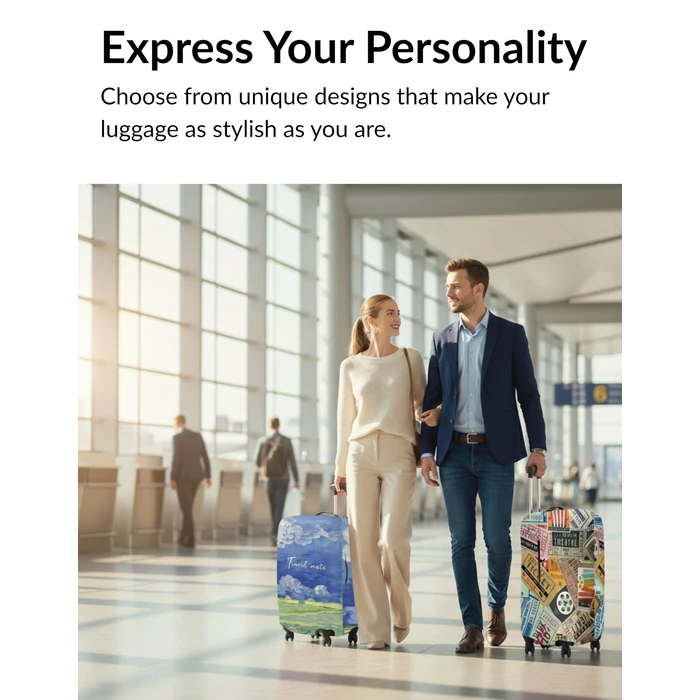 Impressionist Sky Luggage Cover for Suitcase Size S 19-21 Inch, Premium Stretch Spandex Protector, Washable Waterproof Scratch Resistant Travel Suitcase Sleeve with Bottom Zipper by Boxiki Travel - Image 4