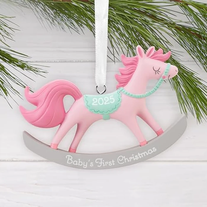 Hallmark Baby Girl's First Christmas Rocking Horse 2025 Christmas Ornament, New Baby Gifts by Hallmark - Image 3