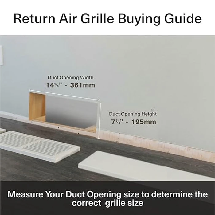 3/4” x 8 1/2" x 16" Overall size (7 3/4 x 14 1/4 Duct Opening) Return Air Grille, Noise free-high airflow vent, Wide & angled slots, Made from 3/4” thick MDF (Composite wood), Ready to Paint by Legacy Wood Vents - Image 3