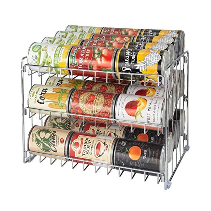 Kitchen Details 24199-CHR 3 Tier Can Storage Rack, Pantry Organization, Maxamize Cabinet Space, Chrome by KITCHEN DETAILS - Used - Like New condition - CA$23.68