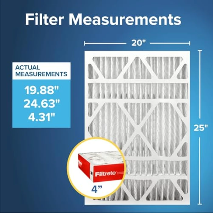 Filtrete 20x25x4 Air Filter MERV 11, MPR 1000 Micro Allergen Defense 2-Pack, Fits Honeywell & AprilAire, AC Furnace HVAC Filters for Home, Pleated Electrostatic (Actual Size 19.88 x 24.63 x 4.31 in) by Filtrete - Image 2