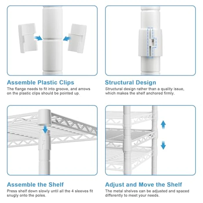 FUTASSI 5 Tiers Metal Storage Shelves, Standing Shelf Units for Garage, Kitchen, Bathroom, Balcony and Living Room, Freestanding Metal Narrow Bookshelf and Bookcase, 21.2" W x 9.4" D x 59.2" H, White by FUTASSI - Image 7