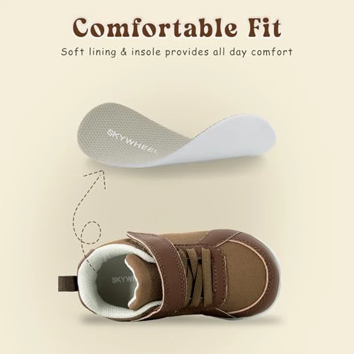 SKYWHEEL Extra Wide Toe Box Toddler Shoes Size 8 Brown Breathable Lightweight Tennis Walking Running Sports Activity Shoes for Kids Preschool Outdoor Play Sneakers by SKYWHEEL - Image 7