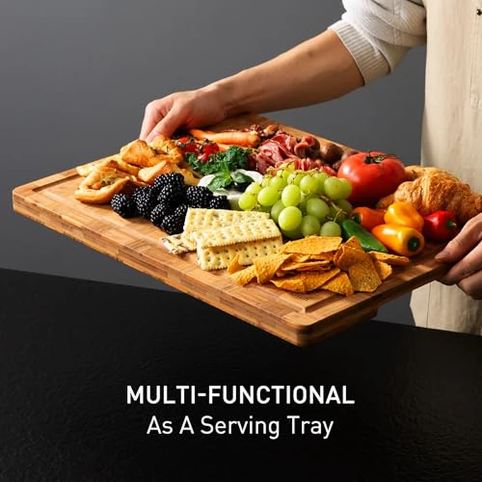 Extra Large Bamboo Cutting Board Non Slip Over Sink Kitchen 2025 First Apartment Essentials Wooden Cutting Board New Home Must Haves Accessories House Warming Decor Housewarming Hostess Host Gifts by Socisen - Image 6