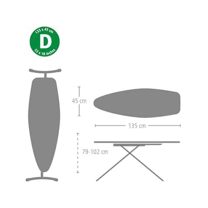 Brabantia Replacement Ironing Board Cover | All-in-One Set | Fits Premium Board (Size D) | Fairtrade Bubbles Cover | XL 100% Cotton Cover + Foam Layer Ironing Board D (No HRPZ) by Brabantia - Image 4