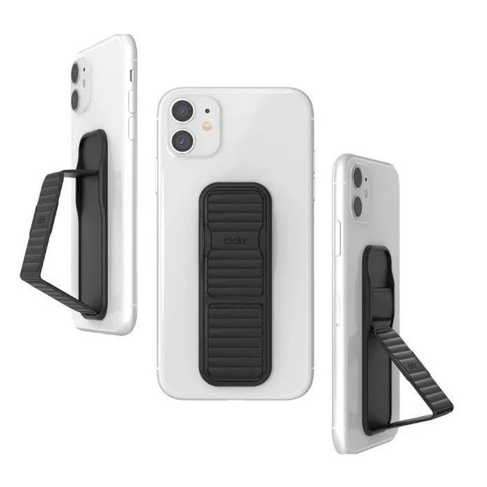 Clckr Stand & Grip Pebbled Line Phone Grip - Black by Clckr - Refurbished - Brand New condition - US$20.48