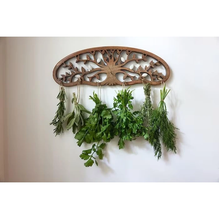 Tnstbiee Rustic Herb Drying Rack Hanging - Artistic Life Tree Design for Kitchen Witches & Gardeners - Holds 11 Bouquets - Saving Space Herb & Flower Dryer - Gift for Crafters - Wall Art Décor by Tnstbiee - Image 2
