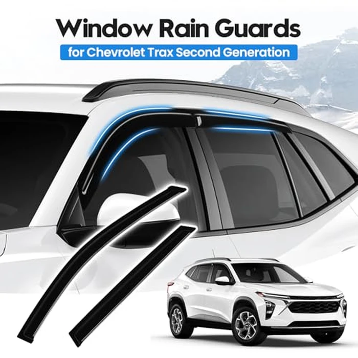 FIILINES Rain Guards for Chevrolet Chevy Trax 2024 2025 2026, Tape-On Side Window Visors for Chevy Trax, Window Deflectors for Trax, 4PCS, Black by FIILINES - Image 2