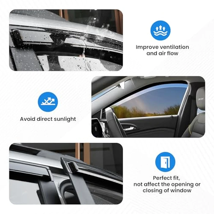 FIILINES Rain Guards for Chevrolet Chevy Trax 2024 2025 2026, Tape-On Side Window Visors for Chevy Trax, Window Deflectors for Trax, 4PCS, Black by FIILINES - Image 6